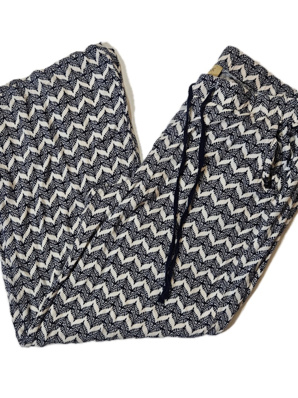Democracy Lounge Pants Womens‎ 12 Blue Geometric Rayon Drawstring Lightweight